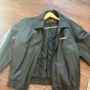 Vintage leather Black Quilted Bomber Jacket